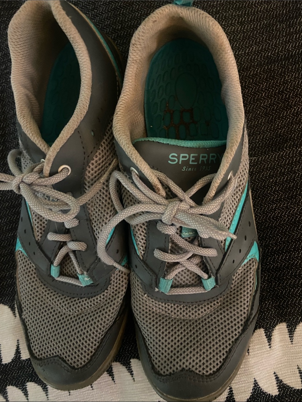 Sperry Gray Athletic Sneakers with Teal Accents